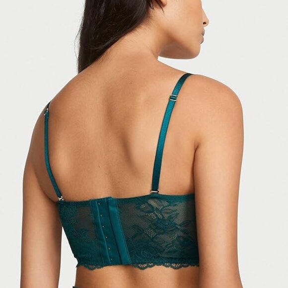 Victoria's Secret VS Archives Rose Lace Corset Bustier Top in Green, 38DD - Picture 2 of 16